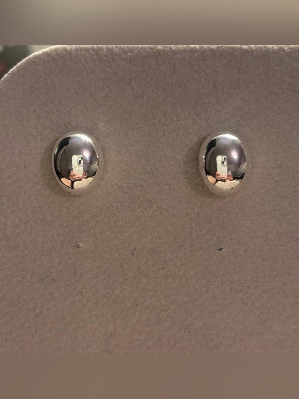 Polished Silver Oval Dome Stud Earrings